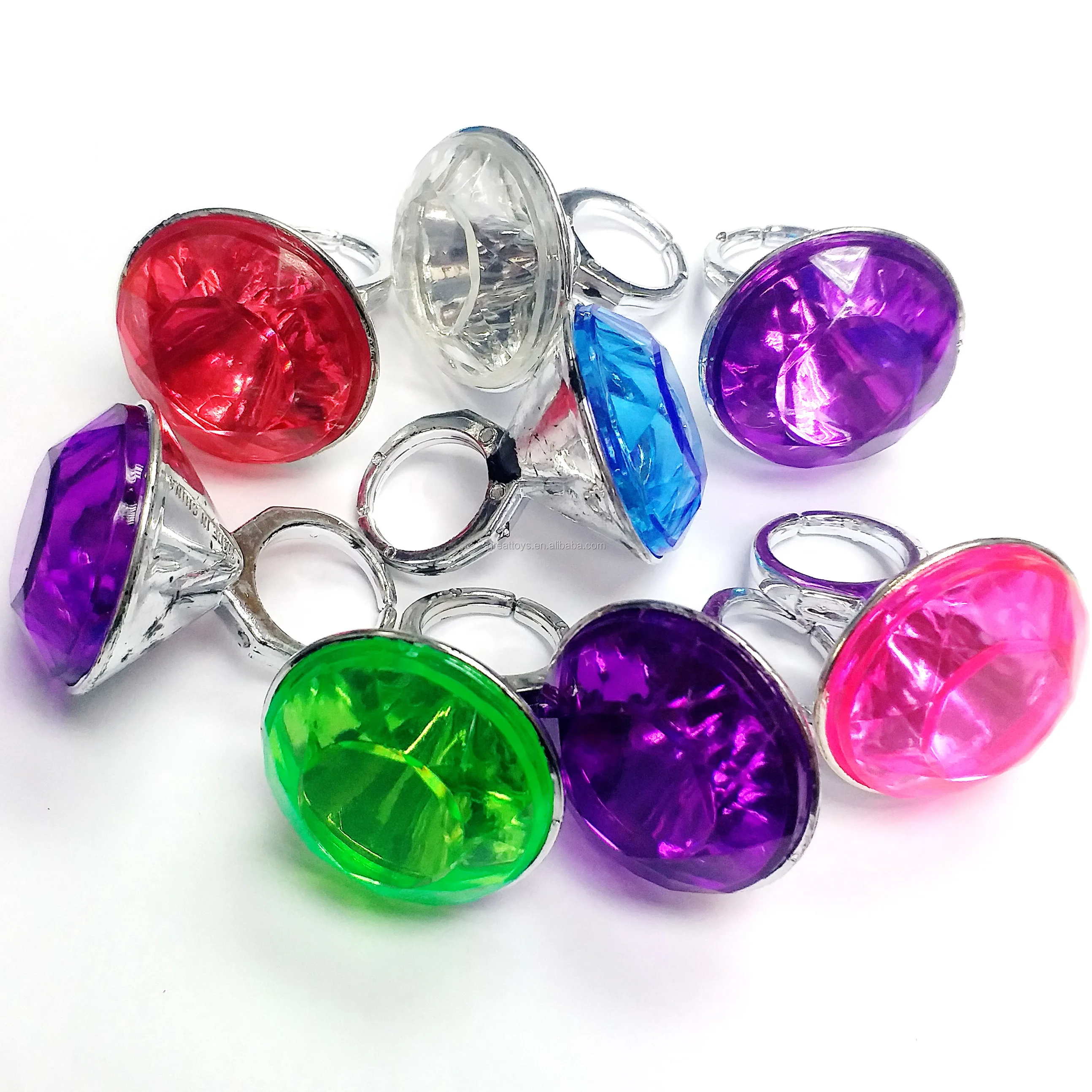 Plastic Purple Diamond Girl Rings Toy Princess Birthday Party Favor