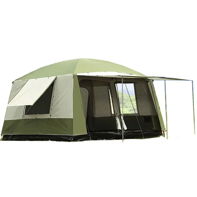 

12 Person Big Family Outdoor Canvas Camping Tent For Sale, Green/orange