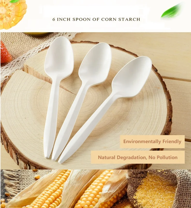 Compostable Eco Friendly Cutlery Set CPLA Disposable Biodegradable  Cornstarch Cutlery