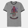 Stylish dark blue o-neck with printed short-sleeved men' s t shirt behind them