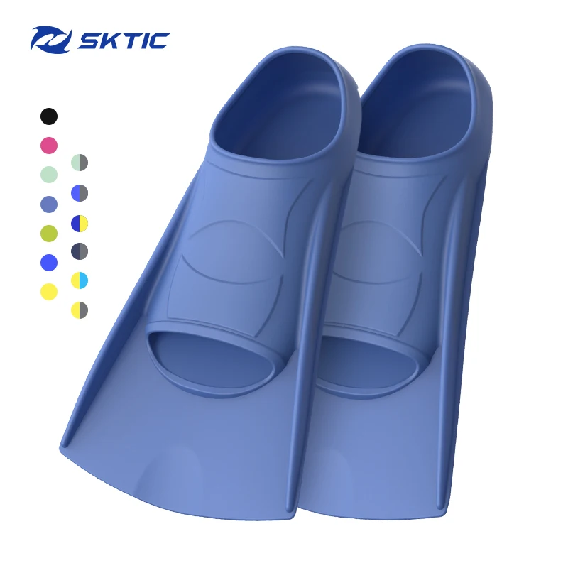 

SKTIC 2021 Newest Lightweight Closed Heel Custom Free Diving TPR Fins, Light blue