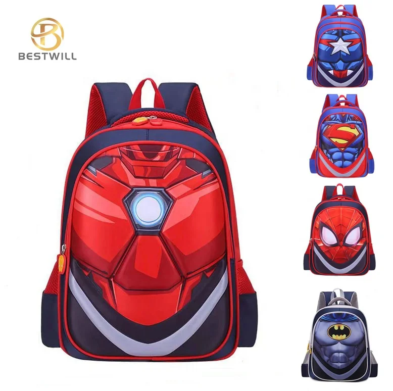 

BESTWILL Cartoon 3D EVA Mochilas Escolares Bagpack Super Heroes Boys Backpack School Bag Child Smiggle Kids Back Pack, Dark blue, light blue, black, rose red