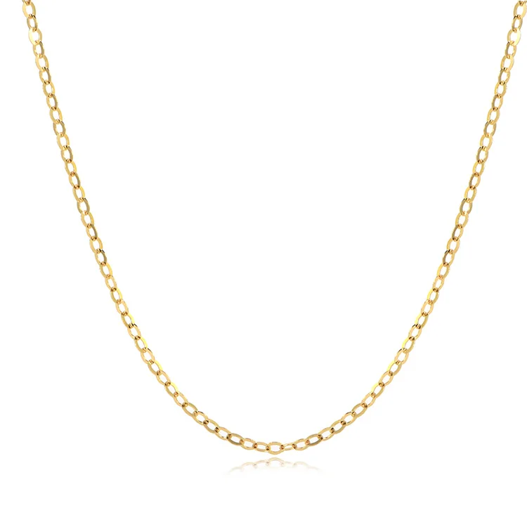 

18K solid gold chain jewelry real yellow gold O shape chain necklace for woman