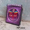 Buddha eyes or eternal knot embroidered passport bag with long strap. Made in Nepal