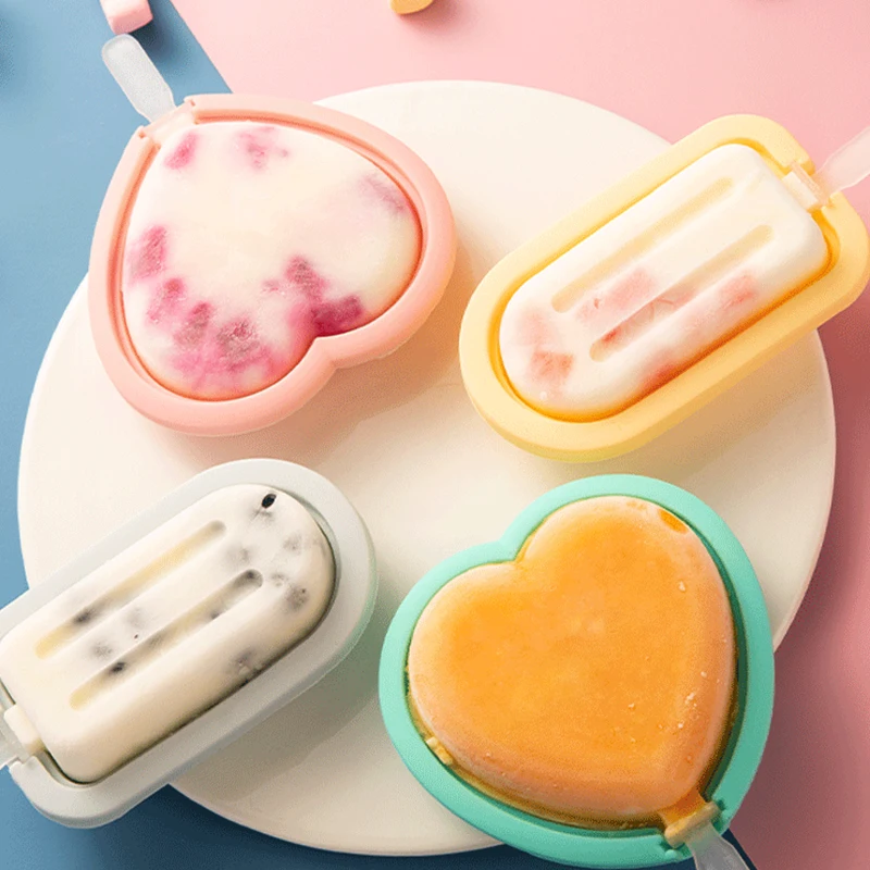 

New Square Heart Shape Lolly Mould Pudding Tray Pan Kitchen Frozen Popsicle Silicone Ice Cream Mold Ice Cream Maker, Customized color