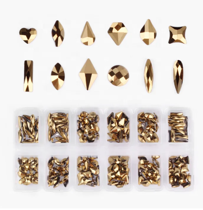 

Bling Bling Flat Back gold Nail crystal charms Nail Art decoration stone, 2 colors