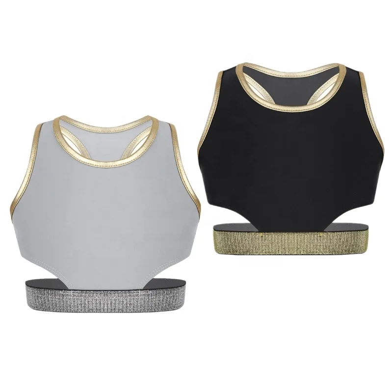 

Kids Girls Sleeveless Stretchy Tanks Bra Tops for Ballet Dance Stage Performance Workout