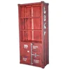 Indian iron container design two shelf two door red antique finish bookshelf