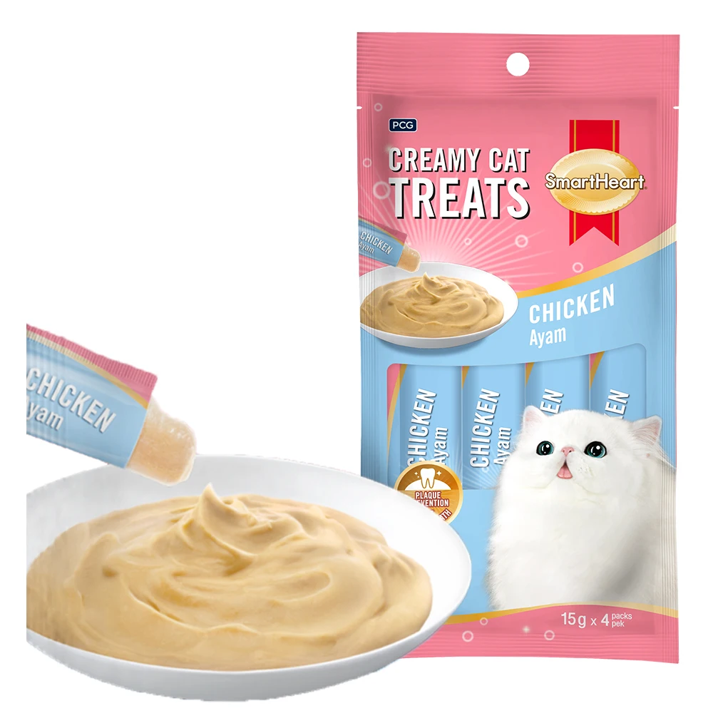

Creamy Treats Chicken SmartHeart Wet Cat food Cat Treat, Natural color