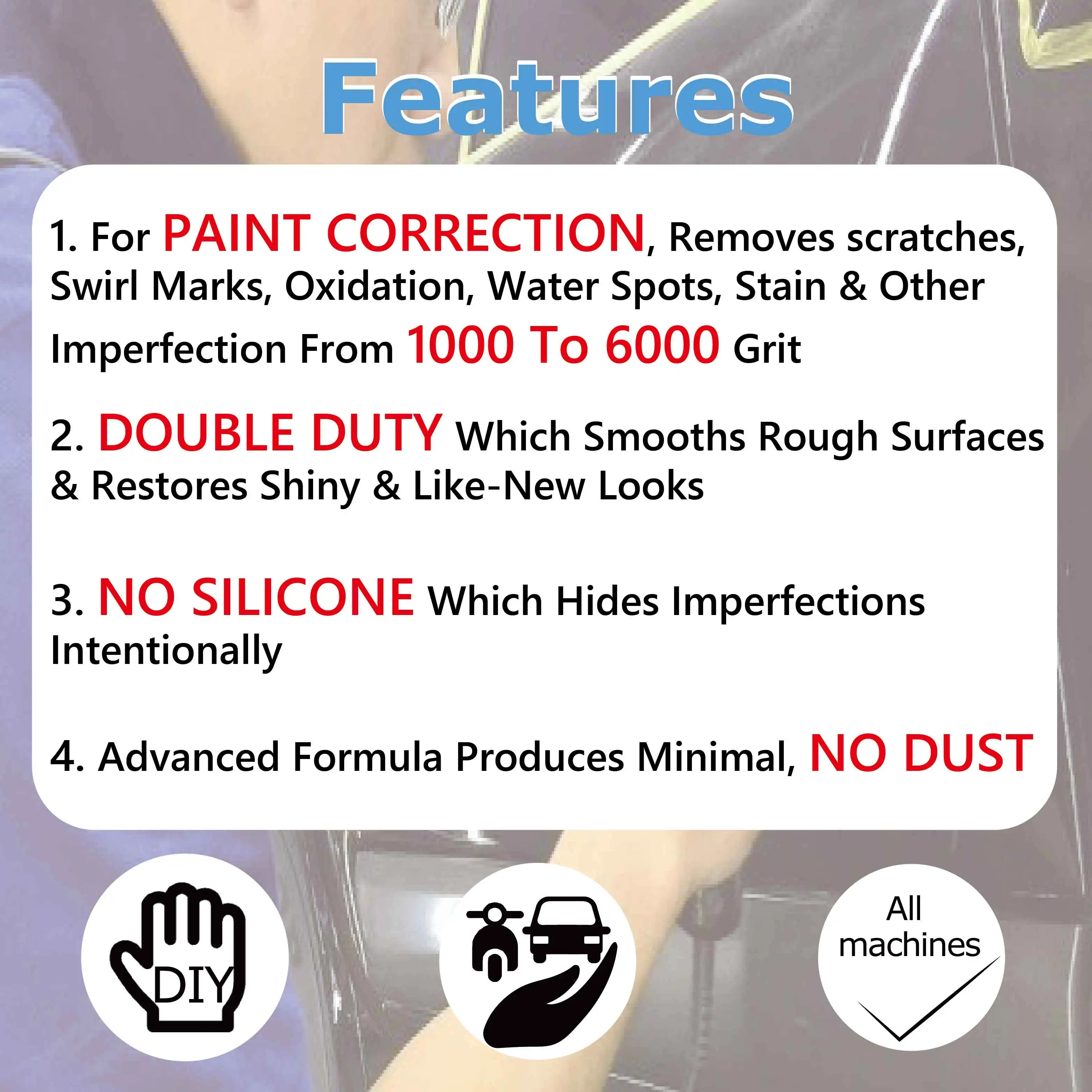 Custom Taiwan One Step Car Polishing Compound Scratches Remover Heavy