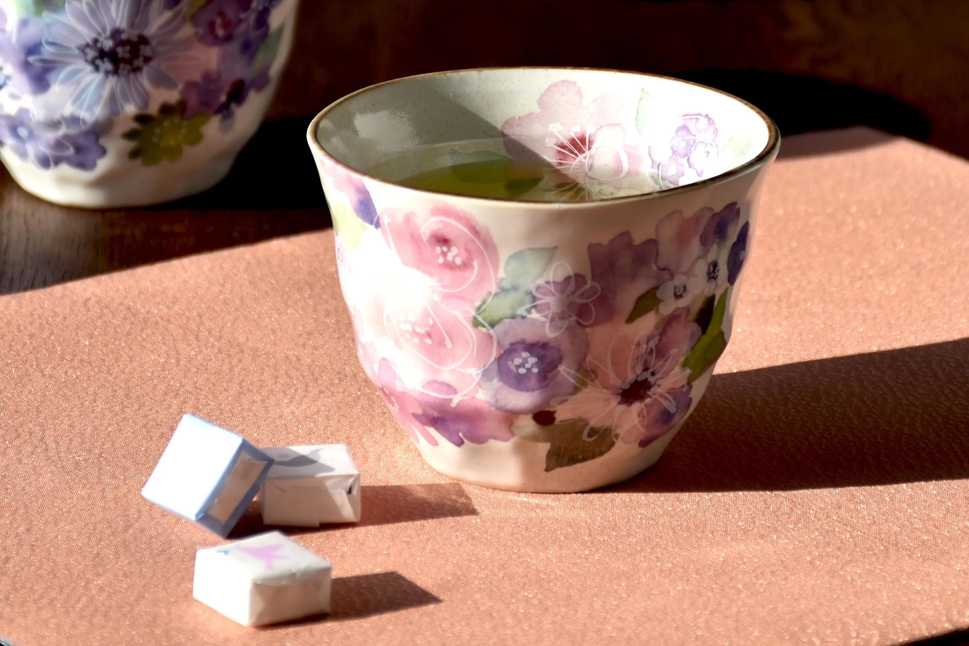 
Floral seasonal flowers high quality gift cute ceramic tea cup 