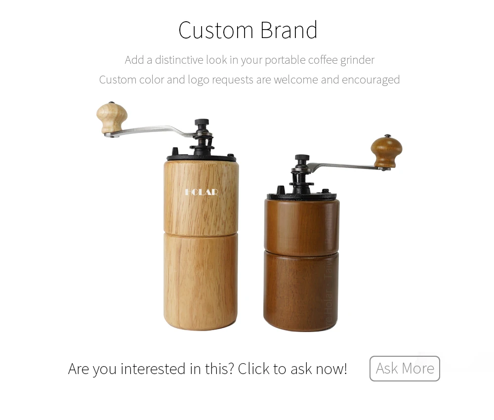 [holar] Taiwan Made Best Wooden Portable Manual Coffee Grinder With
