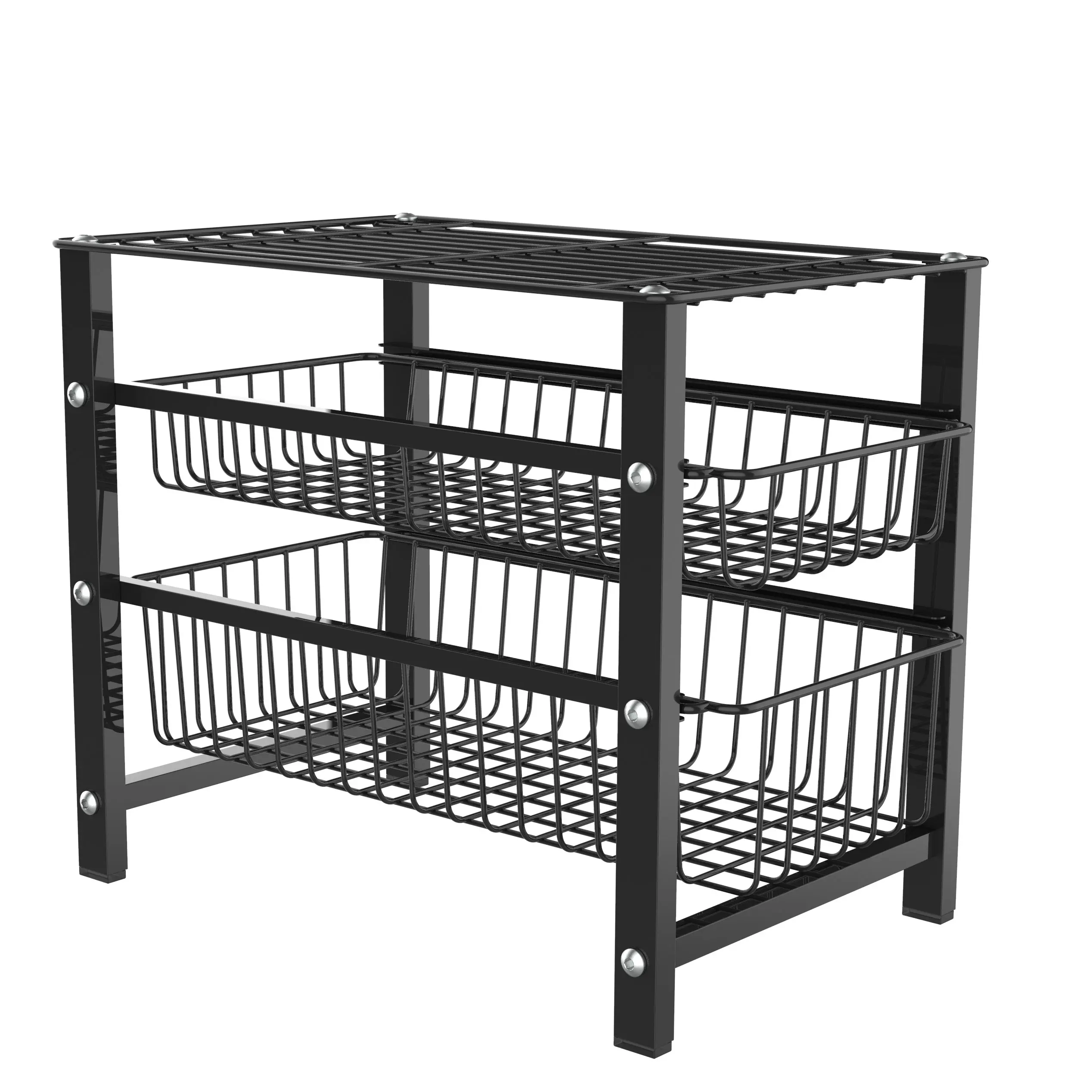 

Kitchen Bathroom Cabinet Organizer Drawer Rack Two Tier Sliding Basket Pull Out Basket, Matt black, red, chrome, white, brown, and ect.