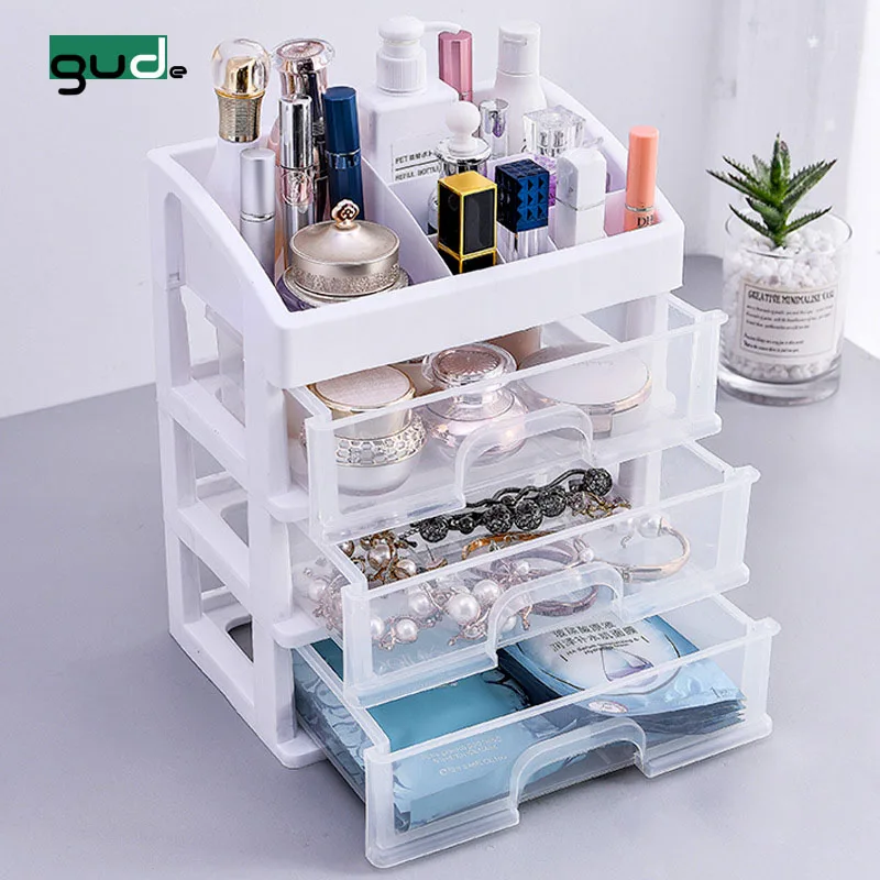 

2020 new product 3 layer Makeup Organiser Cosmetic Display Cases cosmetic rack with drawer, White