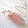 Rose Quartz Cone Shaped Pendulum with Crystal Quartz Ball :Wholesale Crystals Pendulums Suppliers India