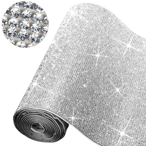 

Bling Sheet Hot Fix Rhinestone Roll  Length Cutable Rhinestone Sheets Mesh, Color card