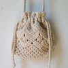 Macrame draw string bag with magnet button