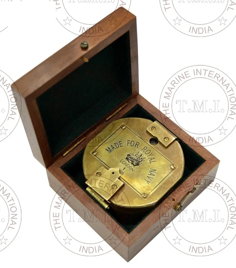 Details about   Nautical brass brunton antique compass camping with wooden box christmas gift 