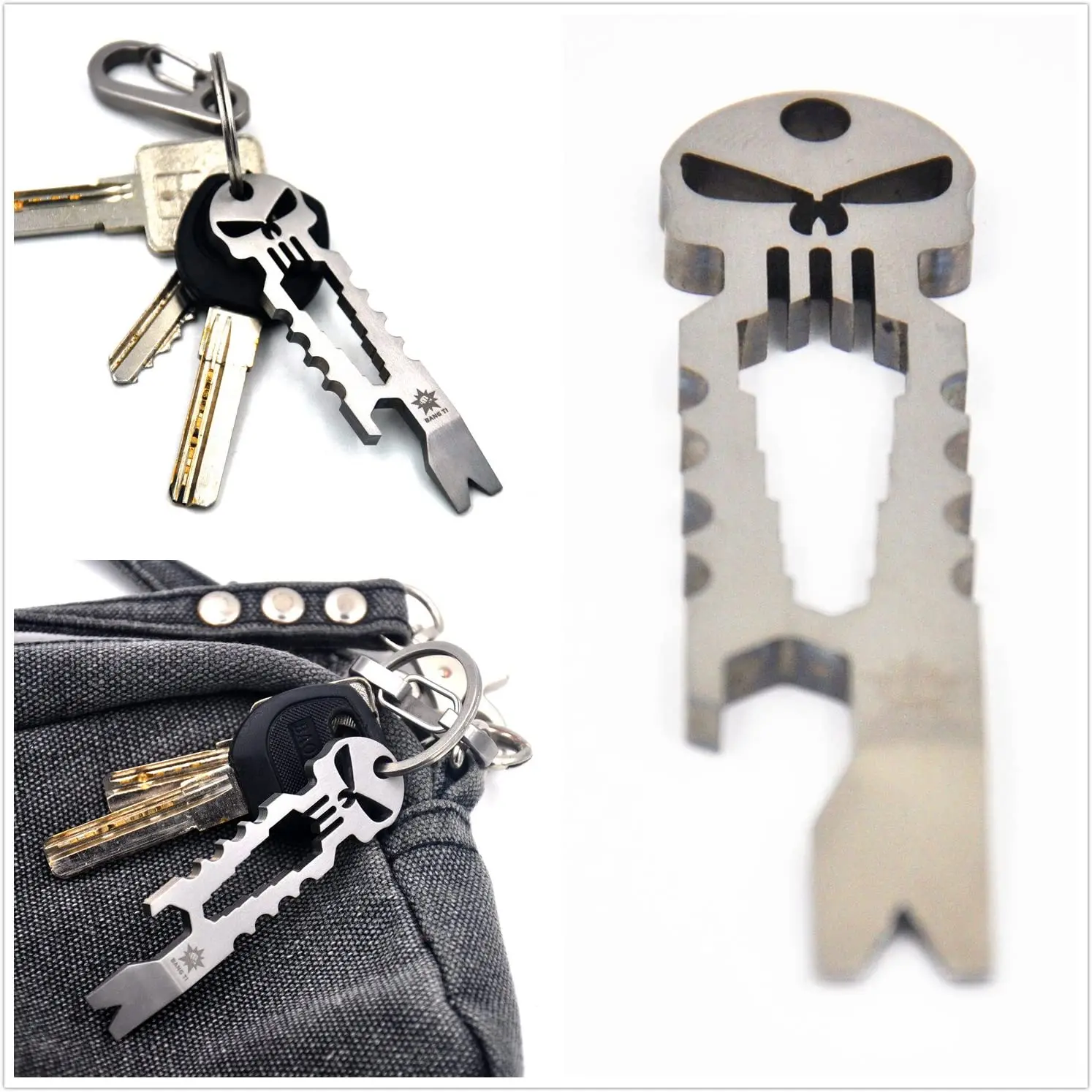 

Energinox Titanium Punisher Bottle Opener Pocket Pry Bar Multi-Tool EDC Keychain for Men outdoor