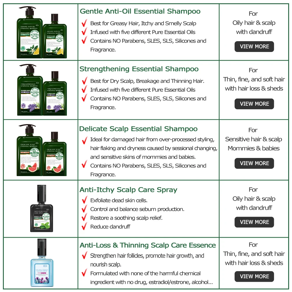 Hair Growth Anti Hair Loss Serum Spray Essential Oil Shampoo