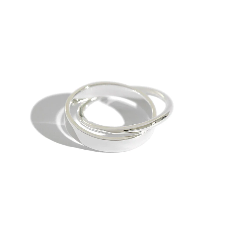 

H-R686 High Luxury Jewelry Japanese And Korean S925 Korean Pure Silver Ins Style Simple Double Cross Buckle Female Silver Ring