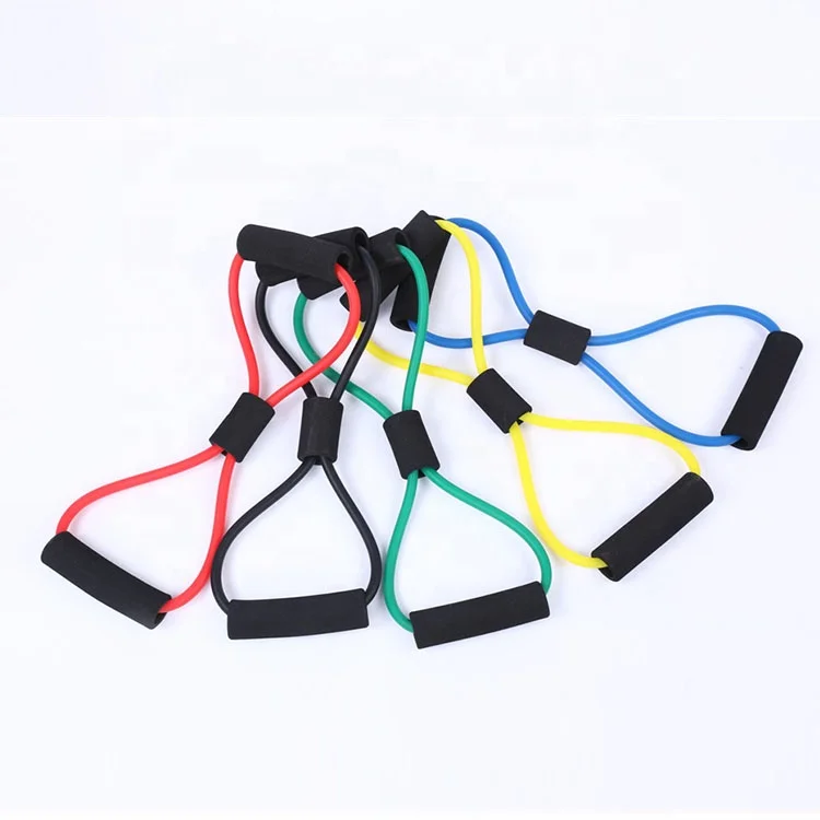 

Hot Sale Home Gym Sports Equipment Fitness 8 Shape Yoga Pull Rope Elastic Pull Rope Resistance Bands, Red,black,green,yellow,blue