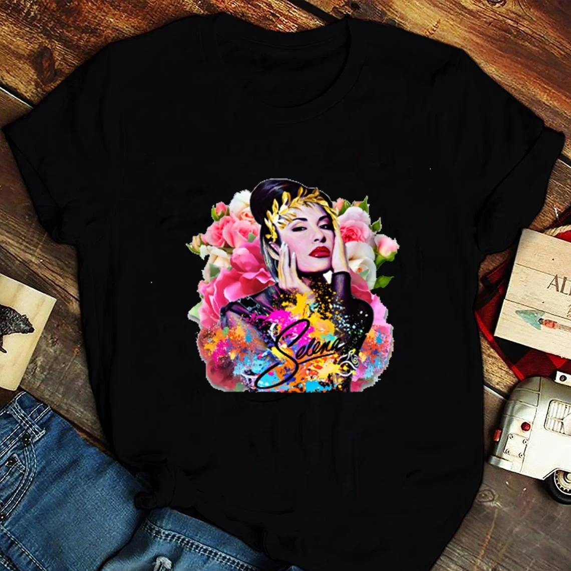 

Wholesale Custom Printed Selena Quintanilla Vintage T Shirt Printed T shirt Women 100% Cotton T-Shirts, Picture showed