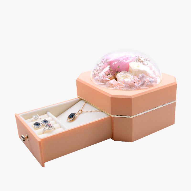 

Custom Pink Small Jewellery Surprise Gift Box Storage Jewelry Boxes With Flower