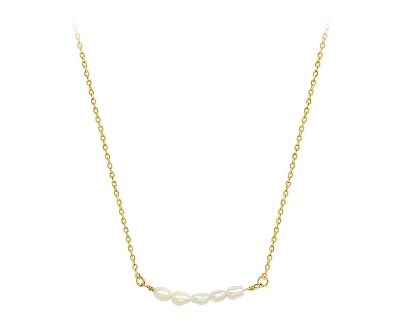 

Kpop Fashion Freshwater Pearl Vintage 18K Gold Plated Necklace