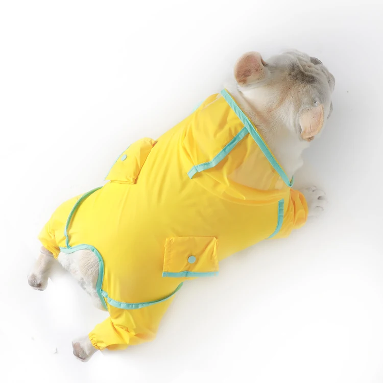 

2021 Dog Clothes Dog Rain Poncho Jacket Waterproof Pet Outdoor Rainwear For Dogs Four-Legged Raincoat, 3 colors