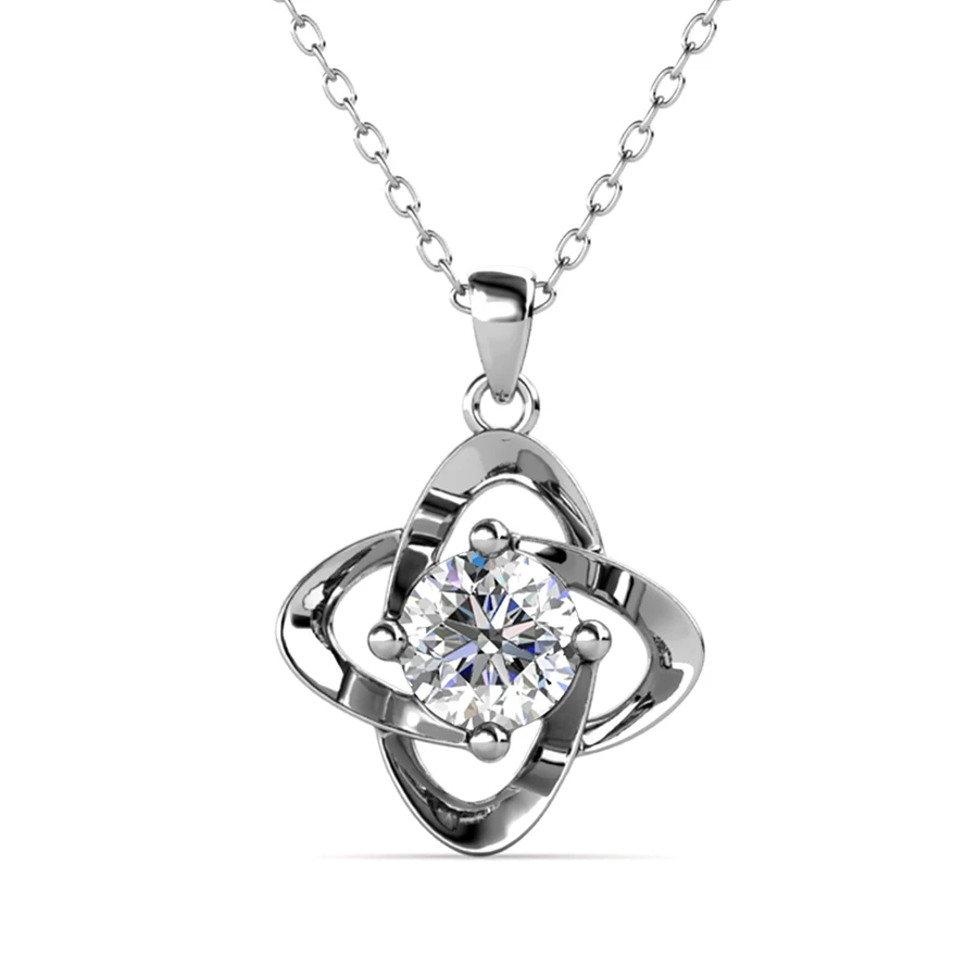 

Environmental Friendly GRA Moissanite Diamond Bling 925 Sterling Silver Love Knot Necklace For Women Destiny Jewellery