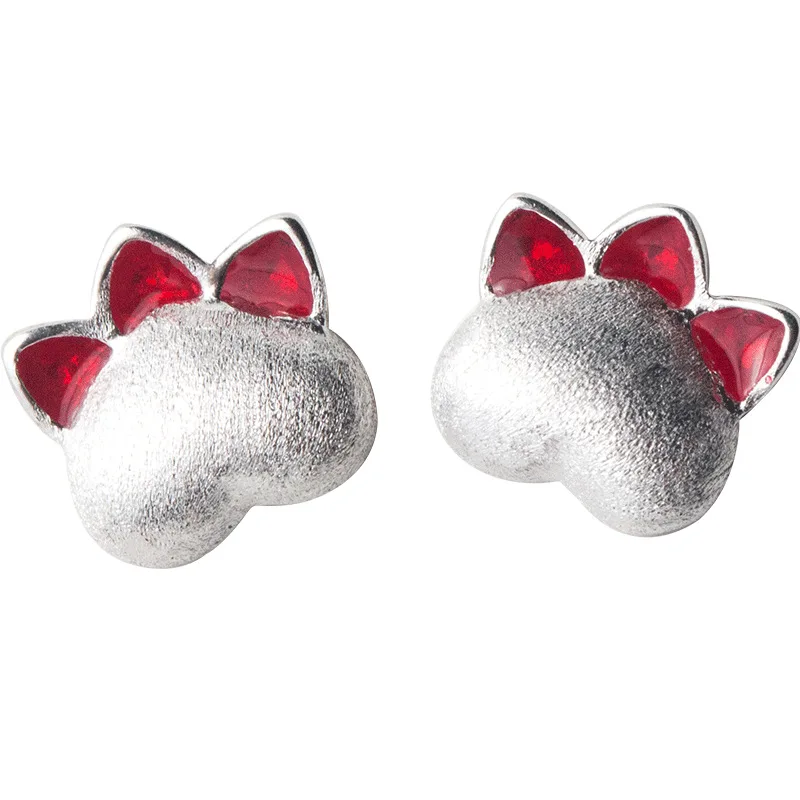 

E1159 Romantic Jewelry Silver Design Cat'S Paw And Kitten'S Handmade Earrings