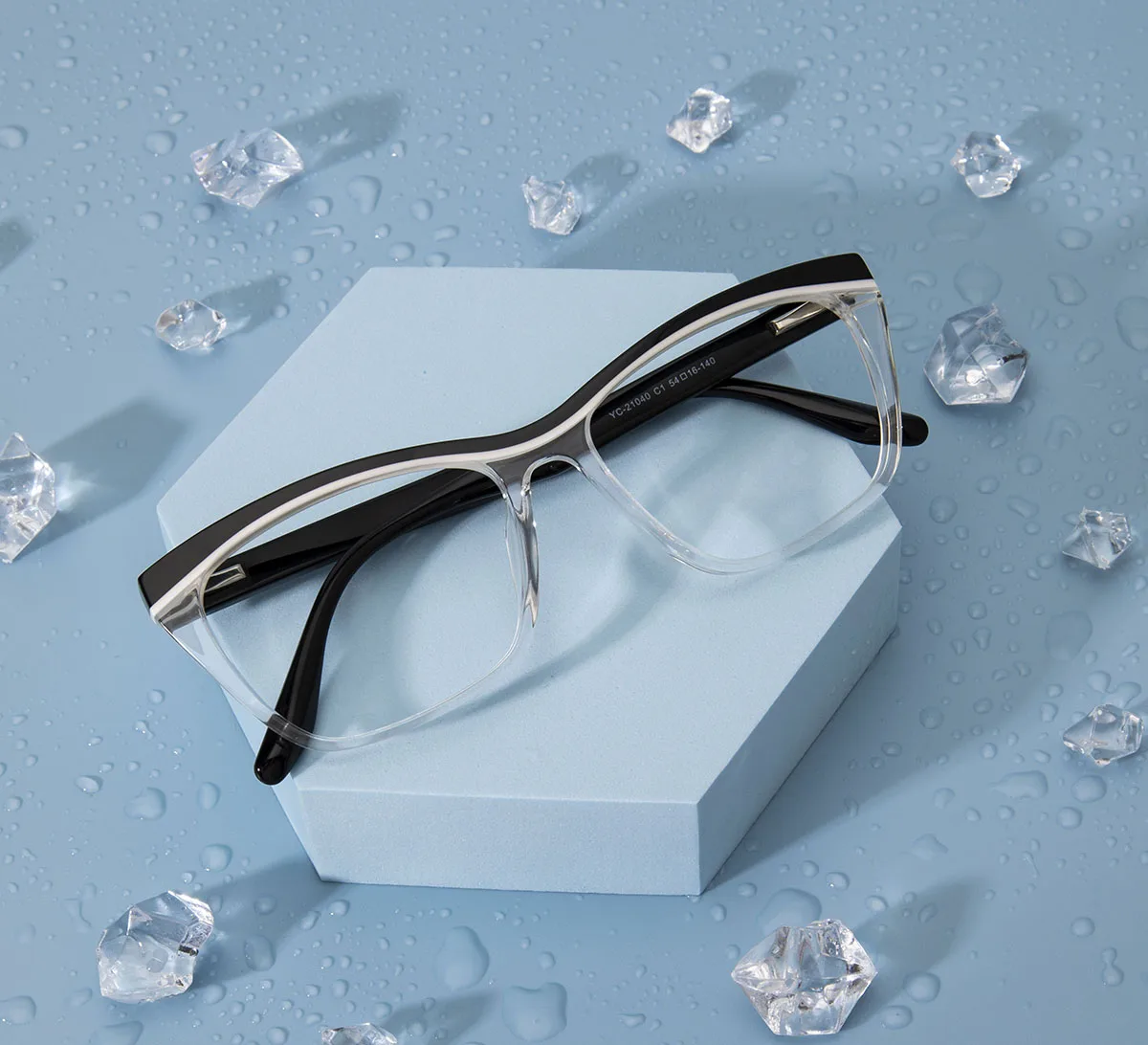 

drop shipping double color woman acetate rectangle transparent rxable prescription eyeglasses, 4 colors