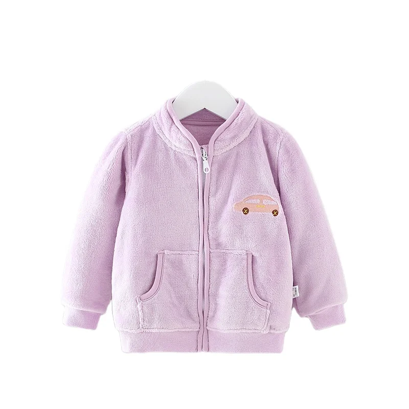 

Fleece Kids Jackets For Boys Toddler Baby Girls Outwear Zipper Winter Thick Warm Children Coats Baby Clothing Jacket, White, gray, purple, brown, pink, black