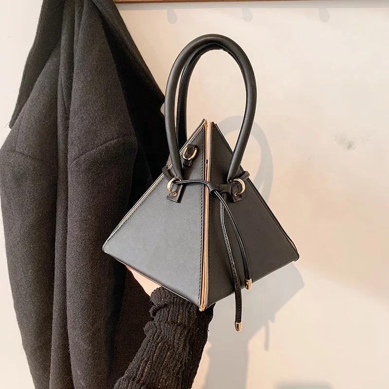 

2022 New Luxury Drop Shipping Designer Triangle Top handle Ladies Tote Handbag PU Leather Drawstring Women Fashion Purse and Bag