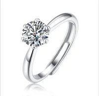 

JZ11 Balry Jewelry new classic 1 carat 6 claw moissanite ring luxury S925 silver jewelry sparkling wedding diamond ring women