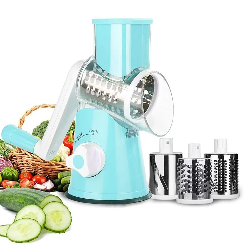 

Manual Vegetable Cutter Slicer Multifunctional Round Mandoline Slicer Potato Cheese Kitchen Gadgets Kitchen Accessories, Red/blue/green