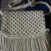 Macrame bag with shoulder strap and magnet button