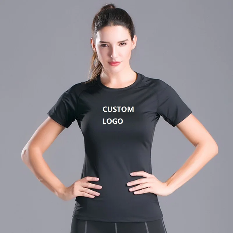 

Vedo Fitness Shirt Dropshipping Custom Logo Polyester Fitness Wear Compression GYM Clothing Dry Fit Women Fitness T Shirt, Picture shows