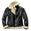 Mens Flight B3 Bomber Real Shearling Sheepskin Leather Aviator Jacket RAF Military Wing Jacket Fur Warm filling Leather Jacket