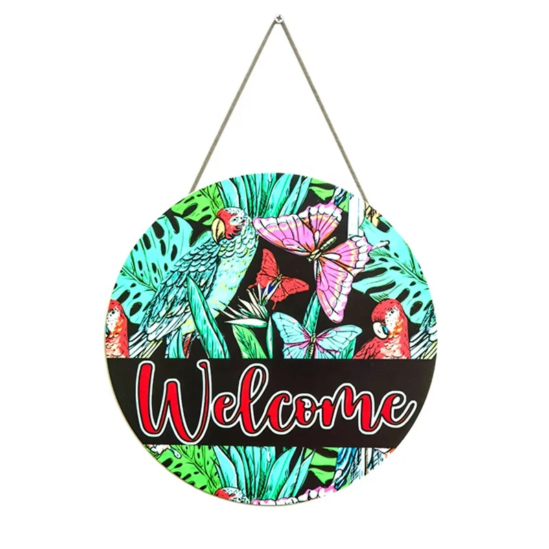 

Time Slow Amazon 2021 new modern style wrought iron home wall decoration metal craft flower bird butterfly pattern welcome card