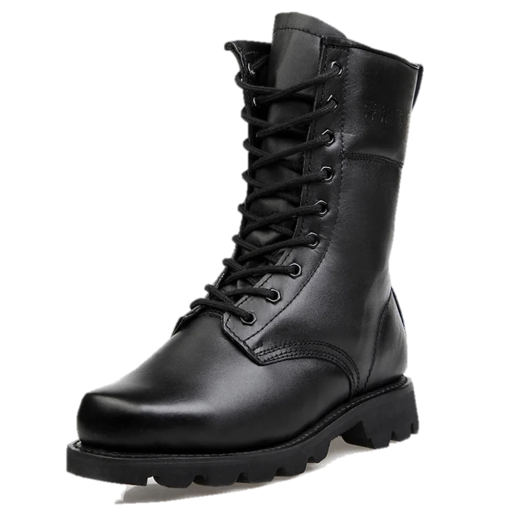 

Chinese black genuine leather policemen high-cut work boots