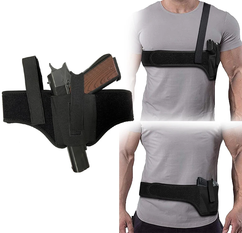 

Military Adjustable Concealed Carry Belly Band Waist Gun Holster Pistol Handgun Belt With Magazine Pouch, Black