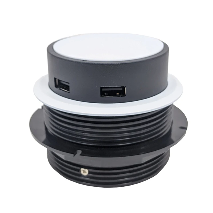 
2020 Latest 10W White Desktop Embedded Qi Fast Wireless Phone Charger USB Ports 