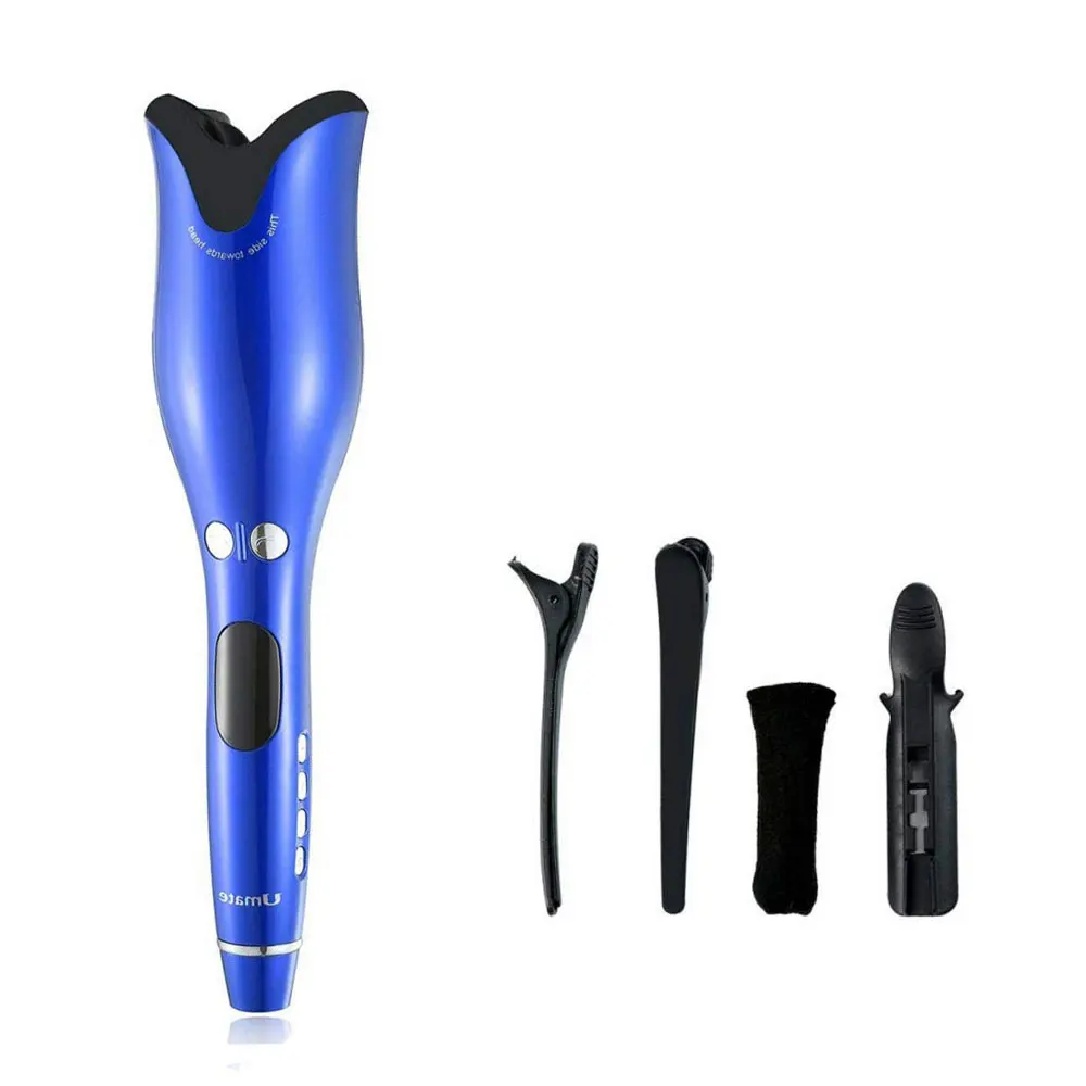 

LCD Display Portable Spin N Curl 1 Inch Ceramic Rotating Curler Automatic Curling Iron Wand, Red white black blue