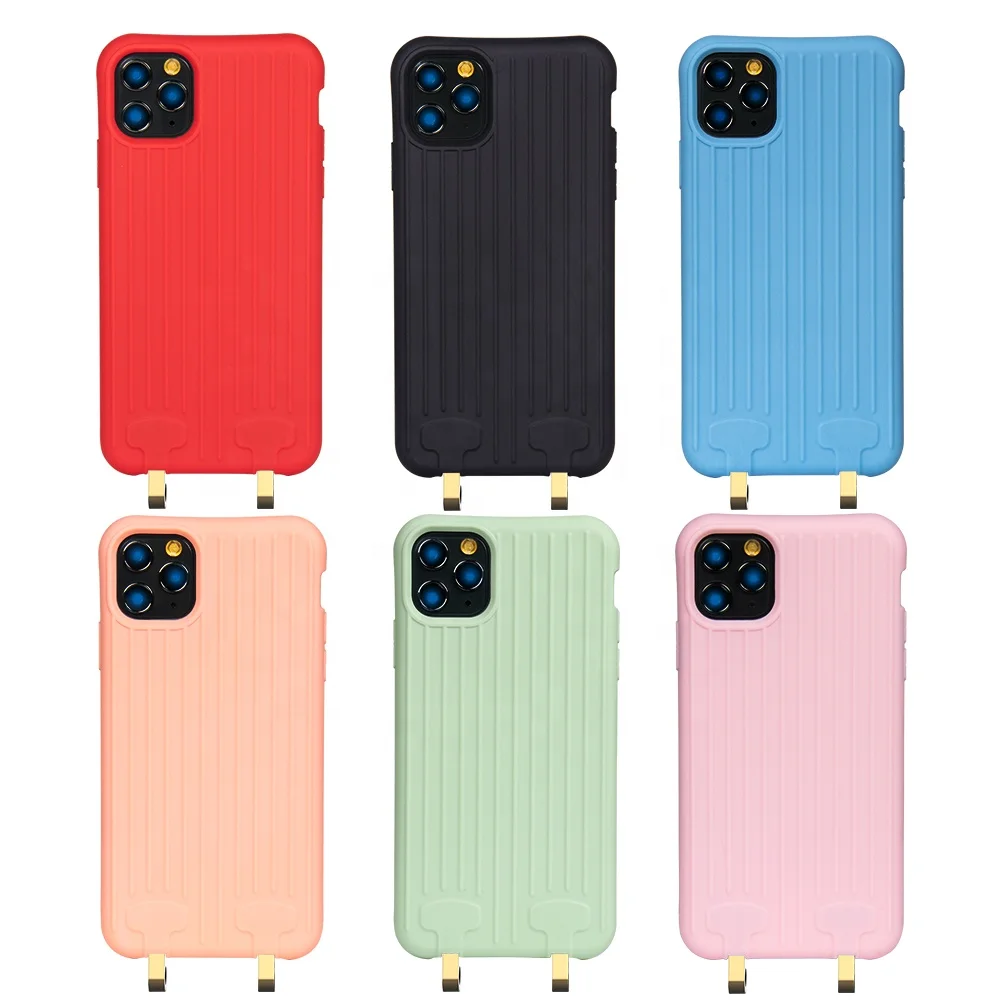 

Hands free shoulder necklace phone case with lanyard for iPhone 11 pro max with customized logo phone cover, 6 colors