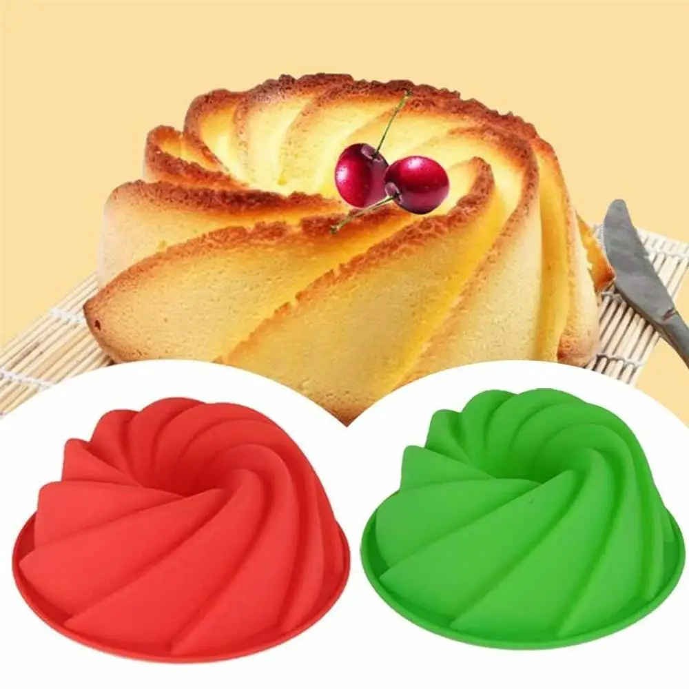 

10 inch silicone fluted bundt mousse cake pan mold, Green