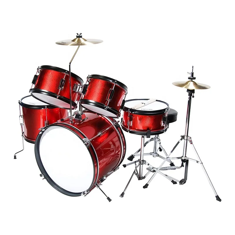 

Manufacturer 16 inch 3 Piece Kids Drum Set Kit with Throne Cymbal Pedal Drumsticks Mirror RED