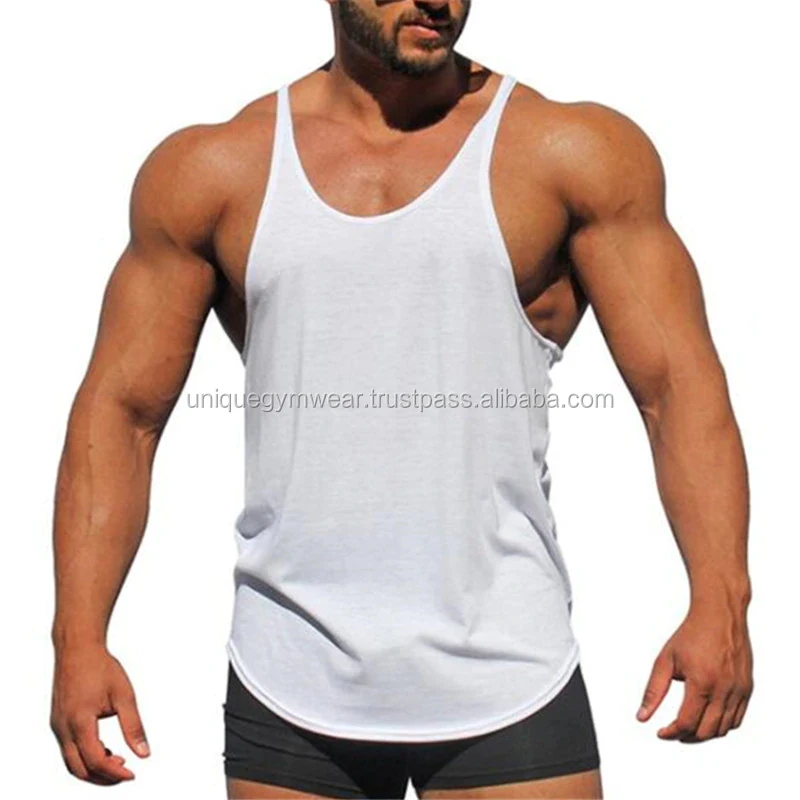 Para hombre Gimnasio Camiseta sin mangas Camiseta Tee Stringer Músculo Culturismo Y-BACK CHALECO Fitness
