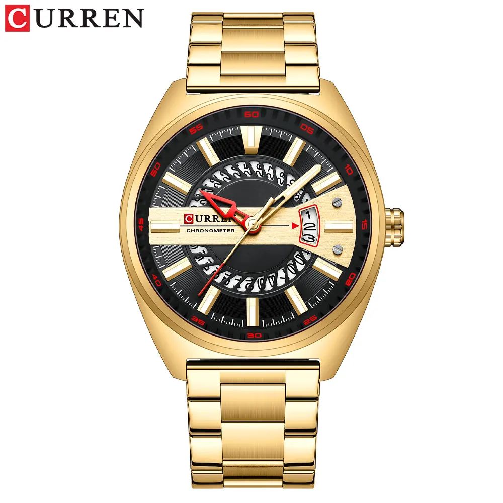 

CURREN 8403 Men Watch Stainless Steel Band Luxury Quartz Wristwatches for Male Creative Design Golden Clock with Luminous